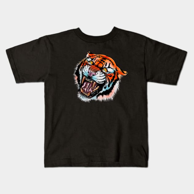 Tora: Japanese tiger Kids T-Shirt by Blacklinesw9